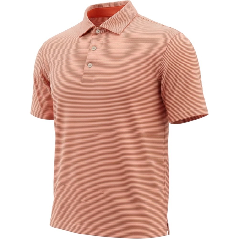 Southern Tide Polo Mens XL Orange White Striped Performance Short Slv Golf Shirt